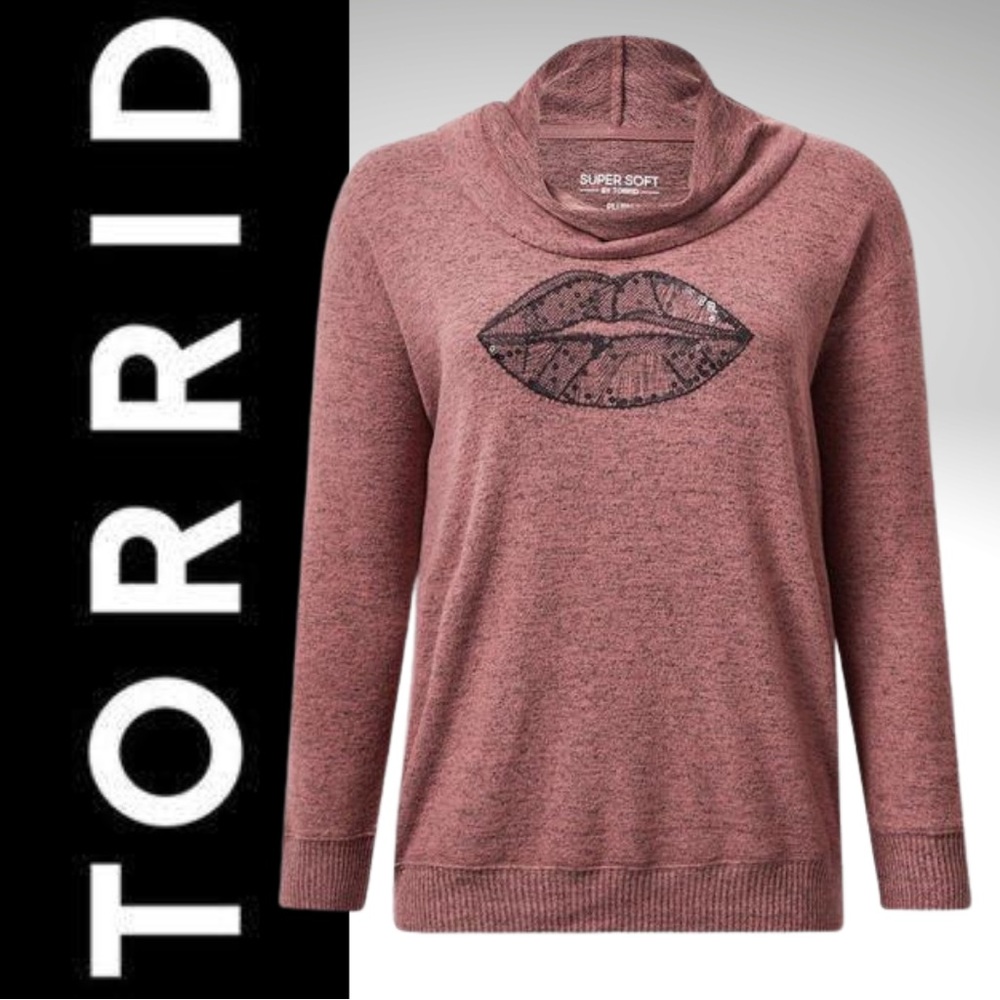 Torrid: Lips Relaxed Fit Super Soft Plush Pullover